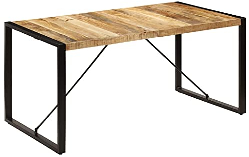 vidaXL Mangoholz Massivholz Esstisch Küchentisch Holztisch Speisetisch Esszimmertisch Tisch Baumkantentisch Wohnzimmer Küche 160x80x75 cm