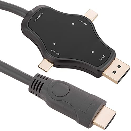 BeMatik - Cable conversor Adaptador 4K de DisplayPort Mini DisplayPort y USB-C a HDMI 1.8 m