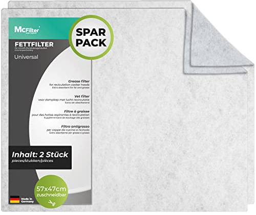 McFilter | 2 x Flachfilter für Dunstabzugshaube, universal (57 x 47cm), Filter zuschneidbar, starke Filterleistung, 100% kompostierbar, Abzugshaube Filter, Made in Germany