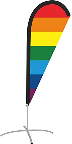 Vispronet Beachflag Regenbogen - versch. Bodenelemente - Höhe 2,04 m - Indoor- & Outdoor (mit Kreuzfuß, Motiv 2)