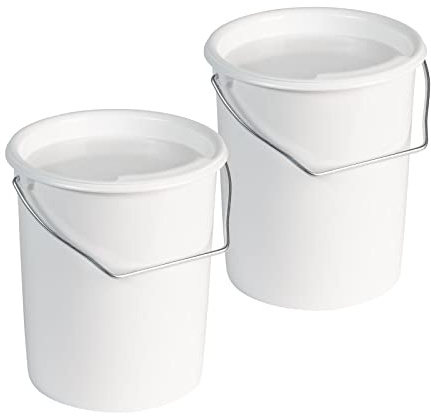 Westmark 237922E3 Lot de 2 seaux à Lait/Stockage/Nourriture avec Anse et Couvercle - Capacité : 3 l - en Plastique - Blanc