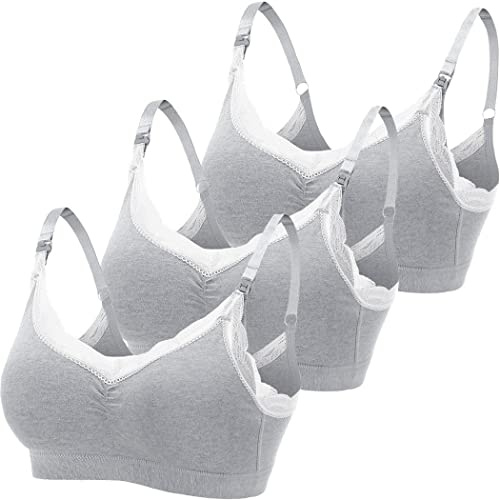 ZESLIV Set da 3 Reggiseno Allattamento in Cotone Senza Ferretto Donna Reggiseni Premaman e da Allattament Senza Cuciture