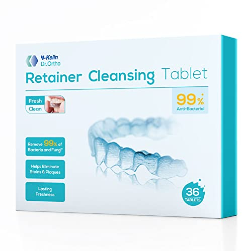 Y-Kelin Retainer Cleaner,Retainer Cleansing Tablets, Denture Cleaning Tablet, Retainer,Dentures,Mouth Guard Cleaner 36 Tablet (36 tabs)
