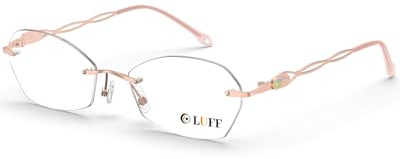 LUFF Lunettes de Lecture Sans Monture pour Femmes Hommes Lumière Bleue Bloquant les Lecteurs d'ordinateur Classiques en Métal Léger Anti Fatigue Oculaire,Rose,3.0x