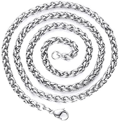 BCughia Ketten, Edelstahl Kette Herren Silber 3mm Weizenkette Halsketten Weihnachten Geschenke für Herren 90cm (36)