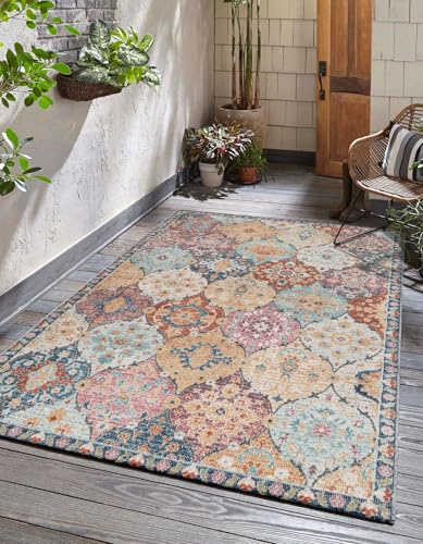 the carpet Palma - Outdoor Teppich wetterfest – Balkon Teppich, Terrasse & Garten – UV-beständig, pflegeleicht, Indoor Outdoor Teppich, Mehrfarbig, Bunt, 80 x 150 cm
