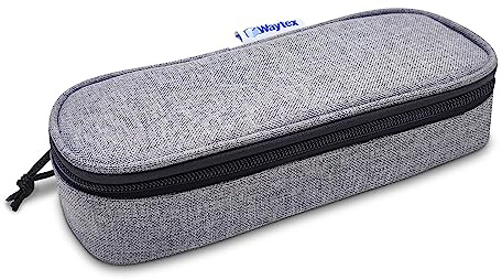 Waytex 931161 Federmäppchen, oval, groß, halbstarr, Reißverschluss, Schule, Büro, Aufbewahrung, Kosmetik, 23 x 9 x 6 cm, Grau, grau, one Size, Federmäppchen oval, halbstarr