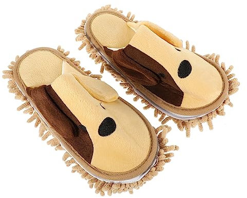 OSALADI Mikrofaser Bodenwischer Hausschuhe Damen rutschfest Abnehmbar Leicht Zu Reinigen Cartoon Putzslipper Staubmagnet Und Geräuscharm Für Komfortables Wischen