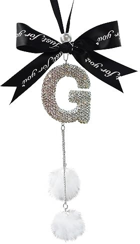 Autozubehör zum Aufhängen, Auto Rückspiegel Ornament, Strass Auto Spiegel Anhänger Ornament Zubehör mit Plüschball für Auto-Rückspiegel