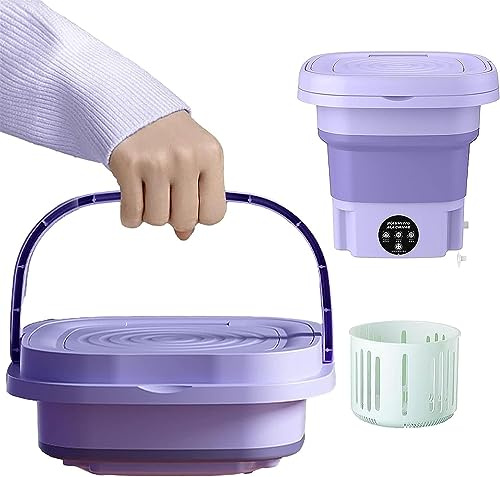 Mini Waschmaschine Faltbar Tragbare 8 Liter Wäschewanne Mobile Reisewaschmaschine Kleine Waschmaschine für Unterwäsche Und Socken Automatische Waschmaschine für Camping, Reisen, Schlafsäle