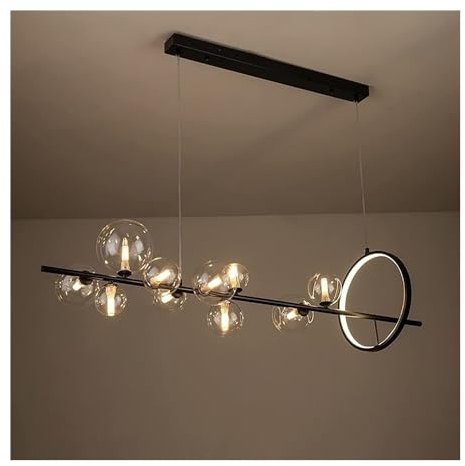 Modern Pendelleuchte Nordischer industrieller Glaskugel-Kronleuchter Lange transparente Glaskugel Pendelleuchte for Esszimmer Küche Insel Wohnzimmer Schlafzimmer Restaurant Büro ( Size : 10 heads )