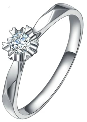 ANAZOZ Trauringe Platin 950, Ringe Moissanite 0.1 Karat und Moissanit Karat Verlobungsring Frauen größe 58 (18.5)