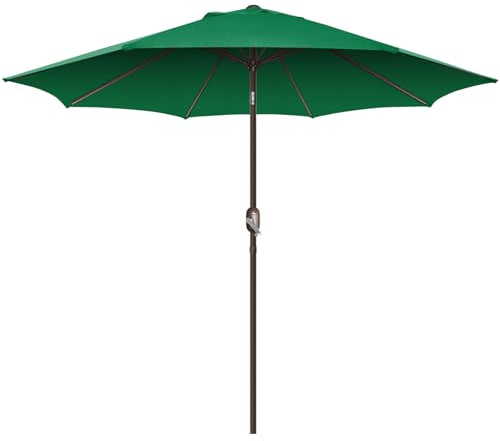 Mansader 2,7 m Gartenschirm, UV-Schutz, Terrassenschirm mit Druckknopf, neigbar und Kurbel, grün, 2.7 meter