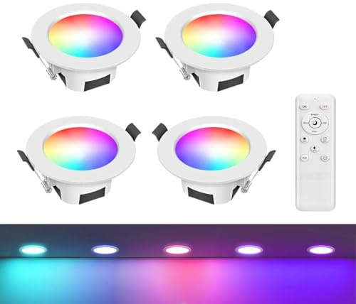 GEYUEYA Home 9W Bluetoot Led Downlights Ceiling Dimmable | LED Recessed Ceiling Lights 700LM Smart APP Control RGBCW Colour Changing Spot Lights with Remote Control