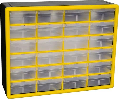 Akro-Mils 10124 24 Drawer Plastic Storage Box for Garage Organization, Lego Storage, Teacher Toolbox, Makeup Organizer and More 50cm Wide x 10124