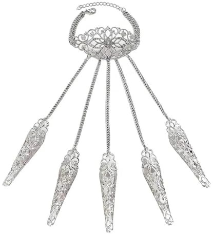 Cubahop Halloween Gothic Metallkette Voller Finger Armband Kralle Blume Nagel Armband Hand Zubehör für Frauen und Mädchen