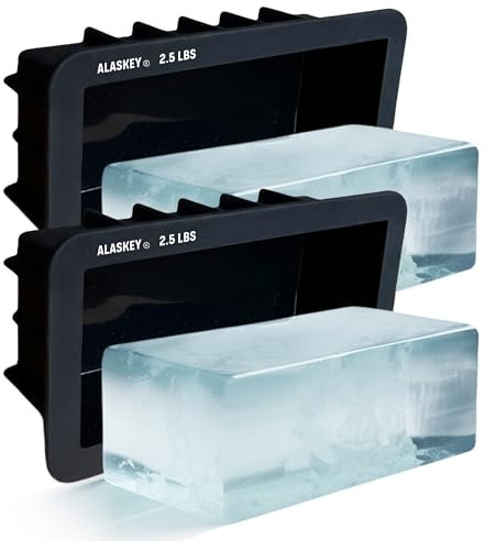 Alaskey® Extra Large Ice Block Mold 2.5 lbs (2-Pack) | Create Perfect Reusable Ice Bricks | Professional Silicone Mold for Crafting Giant Ice Cubes, Ideal for Ice Baths, Coolers, Bartender Accessories