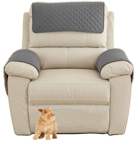 CDPTD Armlehnenschoner Sofa,Rutschfester, Armlehnenschoner，Sofa Armlehne Kopfstützenbezug für Sessel, Gesteppter Möbelschutz (TYP-7,1 Seat Recliner | 3 pc)