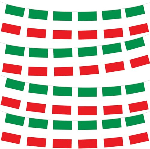 Catena di bandiere da 10 m con 30 bandiere italiane, bandiere olimpiche francesi, catena di bandiere e stendardi per decorazioni EM, articoli da fan per l'Italia, bandiera italiana per decorazioni