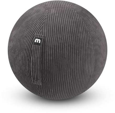 mokebo Stoff Sitzball Büro ergonomisch 'Der Sportliche', Sitzball mit Pumpe oder Pezziball mit Stoff- oder Cordbezug, 65cm Breite, ergonomische Bürostuhl Alternative für Zuhause & Büro