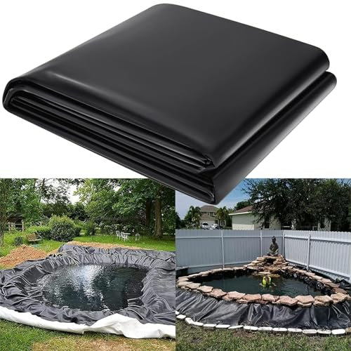 Lonmrrton Teichfolien 2x2,5m 3x4m 5x6m 7x8m HDPE Teichfolie Gartenpoolmembran Flexible Teichplane für Springbrunnen Wasserfall 0,12mm Faltbare Schwimmteichfolie(3x4m)