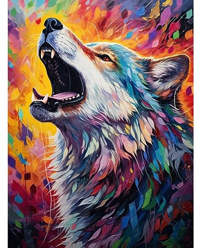 Acudotr Diamond Painting Erwachsene Set, 5D Wolf Diamant Painting Kits Bilder für Erwachsene, DIY Diamant Malerei Diamond Art Kits Set für Wanddekor, 30x40cm