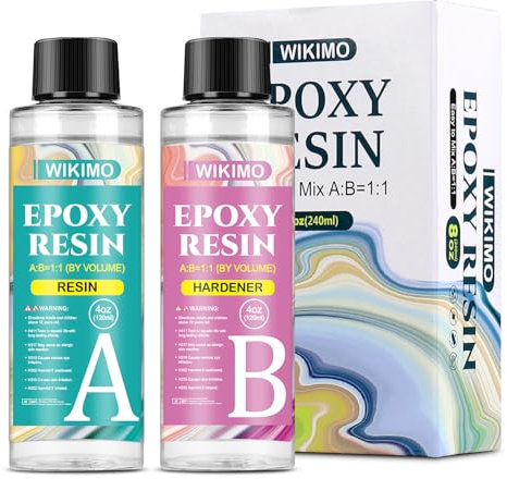 WIKIMO Epoxidharz 236ml/8oz Mit Härter für Anfänger - Glasklar Resin Kleber für Kunstprojekte, Schmuckherstellung, Handwerk