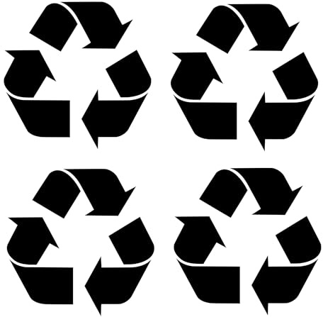 Pack of 4 Recycling Logo Stickers for Bins - Waterproof - Easy to Apply - Stain Proof - Fade Resistant - Office/Restaurant/Shop Sign Decor (Black, 10cm x 10cm (3.9 x 3.9))