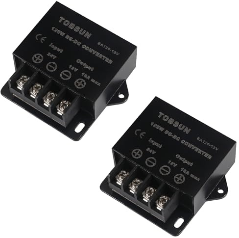 2PCS DC 24V to DC 12V 10A 120W Step Down Converter 12V Power Buck Voltage Regulator Reducer Transformer Module for Car, Truck, RV Golf Cart