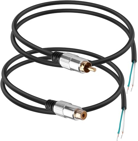 YACSEJAO RCA Stecker zu Lautsprecher Kabel Adapter RCA Stecker+Buchse Buchse Adapter zu blankem Draht Open End Audio Video RCA Kabel (0,5M/1,6FT)