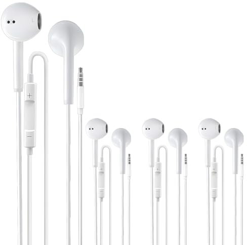 Auriculares con Cable 3.5mm Auriculares con Cable Control de Volumen 4 Pack Compatibles con Teléfonos Móviles Tabletas MP3 y Dispositivos de Audio con Conector de 3,5 mm Calidad de Sonido Superior