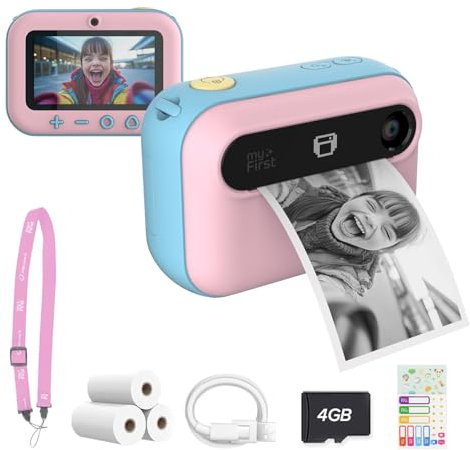 Kids Camera Instant Print myFirst Insta 20 Dual Lens Selfie Digital Camera for Kids with No Ink with Thermal Paper Printing Included (Cotton Candy Mix)