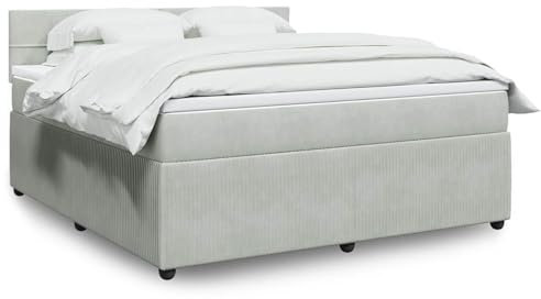 Iiaky Boxspringbett mit Matratze Betten Mit Matratze Schlafzimmer Bett Boxspringbett Mit Matratze Hellgrau 180x200 cm Samt // 3290106