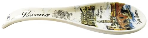 Poggia Cuillère repose louche en céramique Vérone (Italie) avec images Piazza dei Signori Ponte Arena Giulietta et Romeo Souvenir - 26,5 x 9 x 3 cm.