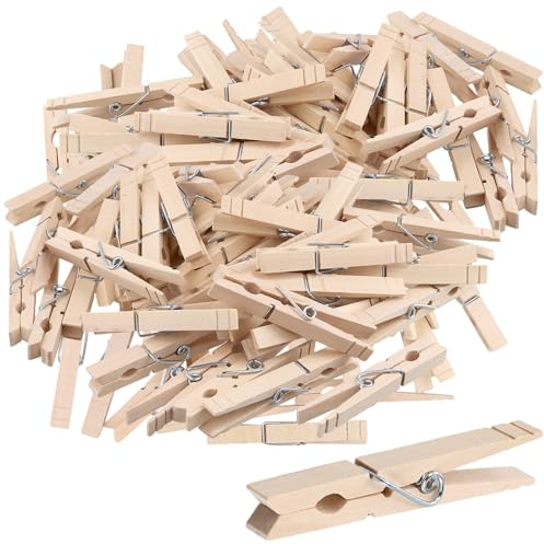 MAHIONG 200 PCS Wooden Clothes Pegs, 8.4 cm Wooden Pegs, Clothes Peg Clips for Washing Line, Laundry, Photos Hanging, Crafts