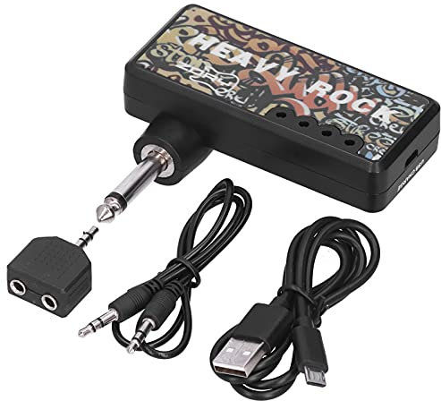 Guitar Headphone Amplifier, Electric Bass with Amp Effects Cable A USB Charging Accessories Chargable Portable Pocket for Home Bedroom