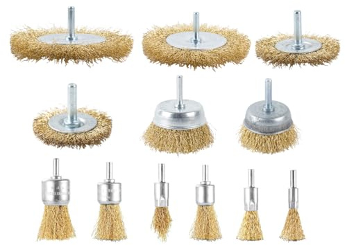 Anlising Cepillos de Alambre para Taladro, 12PCS Vástago Redondo Cepillo para Taladro Set, Lijadora Cepillos Alambre Taládro, Cepillo Metalico Limpieza Metalico, para Puli, Lijar, Limpieza