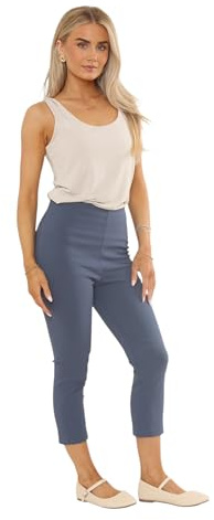 Malay Ladies Bengaline Capri Trousers 3/4 Cropped Stretch Pants Pull On Summer