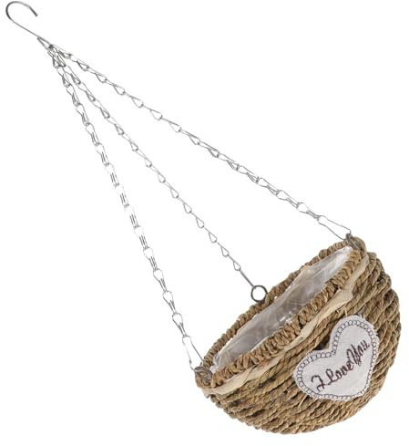 INOOMP Strohgewebter Hängender Blumentopf Für Innenbereich Balkon Blumentopf Ornament Woven Plant Display Korb Für Wohnzimmer Innenhof