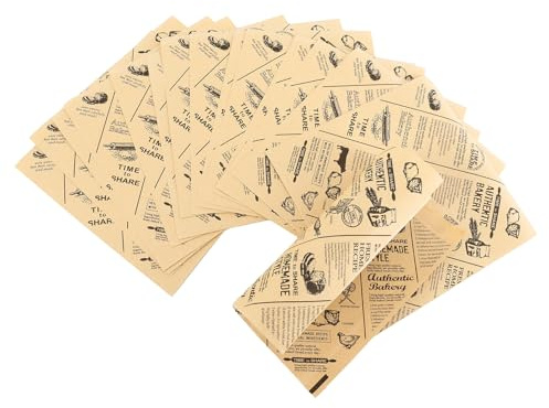 Burger Papier 150Er Pack - Fettdichtes Einwickelpapier 15X15Cm,Butterbrotpapier,Käsepapier,Backpapier Zeitungsoptik - Ideal Für Burger,Pommes - Perfekt Für Imbisse, Restaurants Und Privatgebrauch
