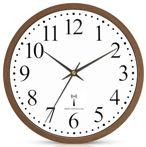 Ziprote Funk Wanduhr Funkuhr Wand Lautlos Funkwanduhr Geräuschlos 25cm