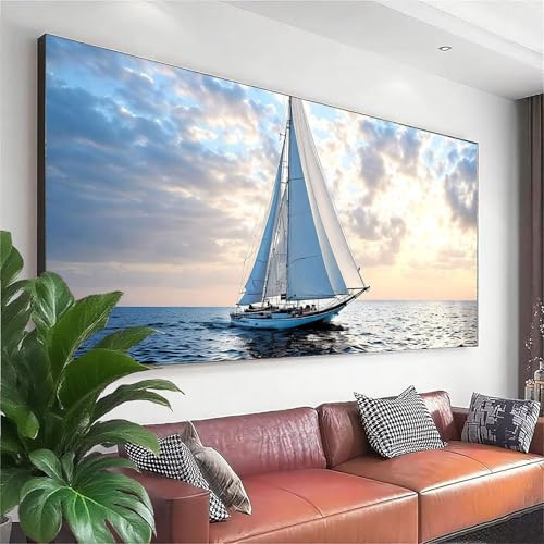 Diamond Painting Grande Bote Pintura de Diamante Adultos Paisaje Diamond Art Kit, 5D Redondo Cristal Bordado Punto de Cruz Painting, Manualidades Adultos para Decoracion Hogar Regalos 250x100 cm Y-0