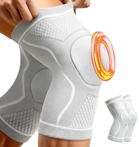 halercay Ginocchio da Uomo e Donna,Ginocchiere Calde,Ginocchiera Stabilizzante di Supporto per Anti-Freddo,Ginocchio Antiscivolo di Compressione,per Sollevamento Pesi e Corsa(M)