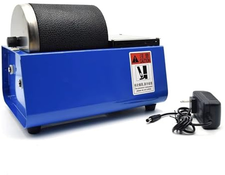 Rock Tumbler Polisher Kit, Starter Rock Tumbling Kit, Electric Rock Tumbler Machine, Gemstones Polisher Rotary Rock Tumbler Leakproof Rubber Barrel for Crystals, Stone, Glass, Metal