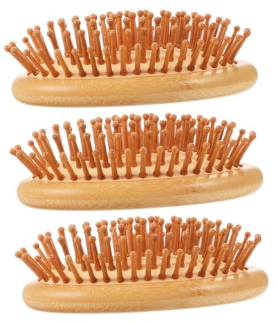 LIFKOME 3 Piezas Cepillo de Masaje de Cabelludo de Bambú sin Mango para Cuidado del Cabello Desenredante para Hombres y Mujeres Estimulación Cómoda Crecimiento Capilar
