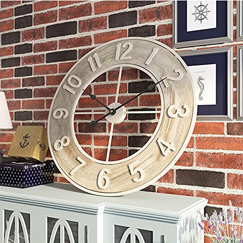 Orologio da parete da giardino per esterni, impermeabile, 60 cm, in ferro battuto, con quadrante aperto, orologio vintage per montaggio a parete in giardino