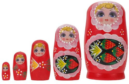 NOLITOY 1 Set hölzerne Matrjoschka-Puppen: Ornament-Matroschka-Set – fünfschichtige russische Figurendekorationen – für Sammler und Puppenliebhaber
