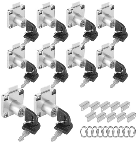 YKUKIZEE 10 Set Drawer Lock 22mm, Security Cupboard Lock with Keys, Cylinder Cam Locks for Cabinet Furniture Mailbox Post Household Office
