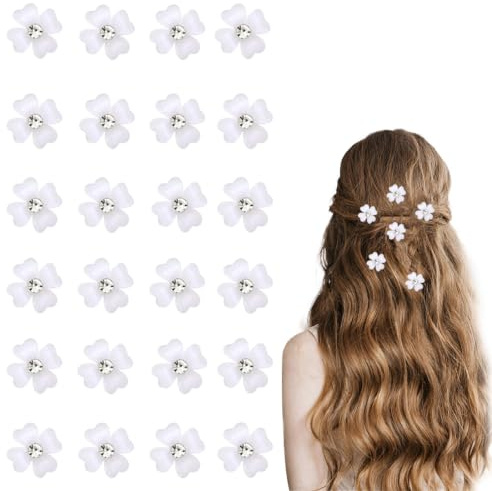 LAPQOS Pinzas para el cabello,Set de 20 Accesorios para Recogidos Nupciales — Horquillas con Diamantes de Imitación, Sujetadores para Trenzas y Mini Adornos Florales para el Cabello