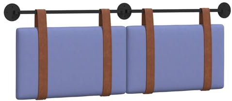 Yisssmeng Kopfteil Bett Wandmontage 130x55 cm Wandpaneel gepolstert, weiches Wandkissen zum Aufhängen für Schlafzimmer, platzsparendes Design aus Antik-PU in Jeans Blau
